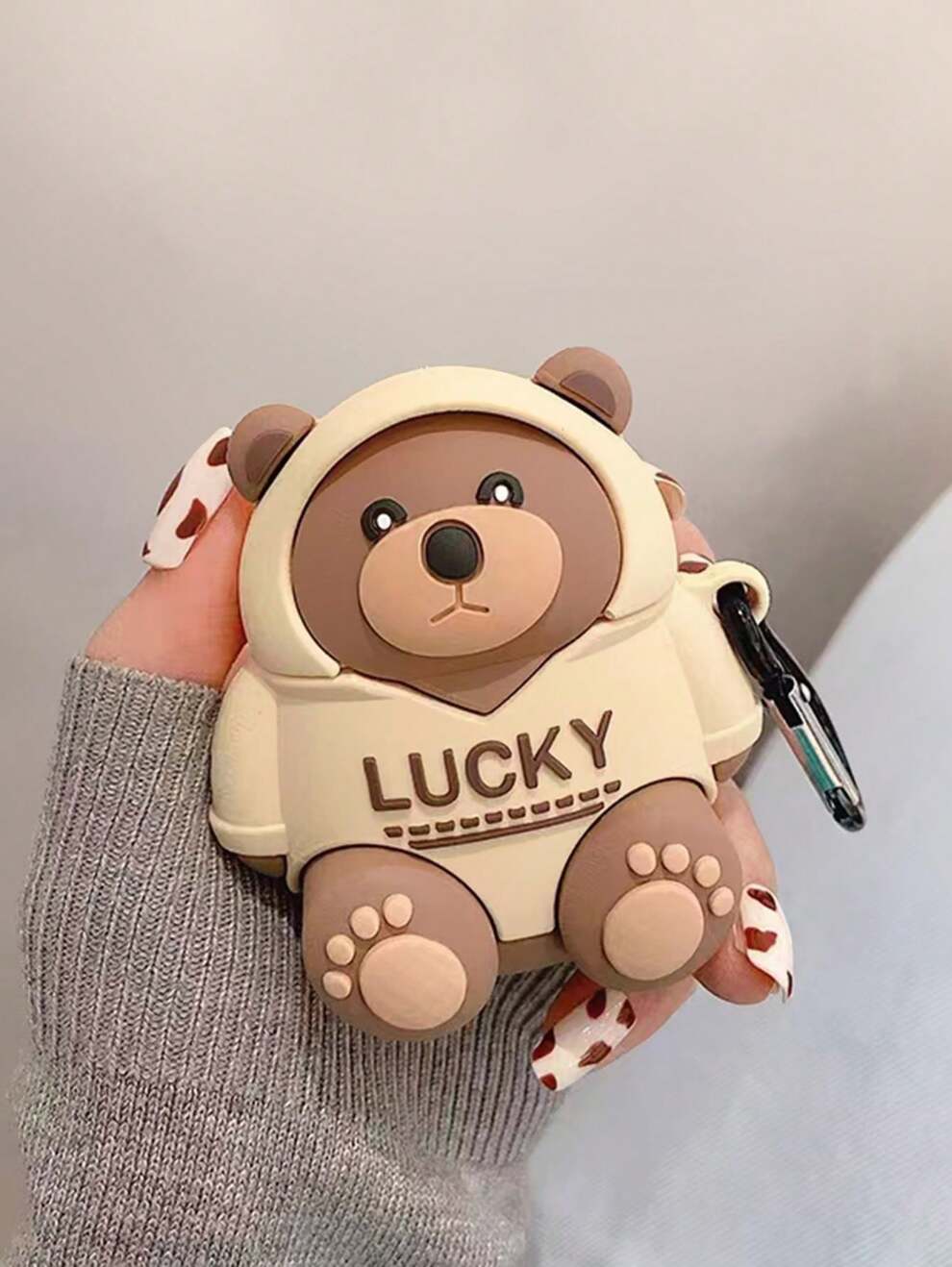 1pc Lucky Bear Silicone Protective Case Compatible With Airpods 1/2/3/Pro Kawaii