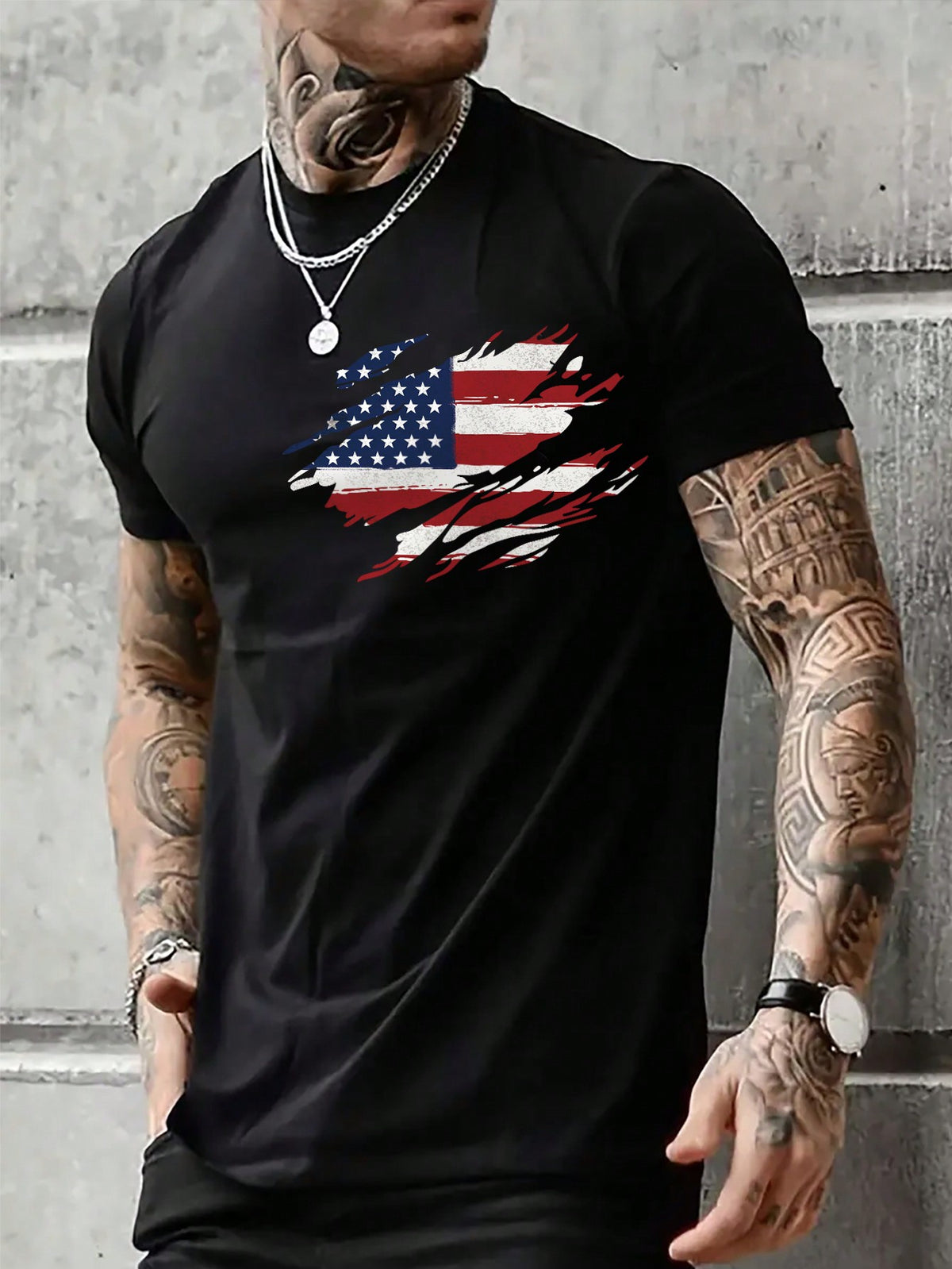 Men's American Flag Print T-shirt