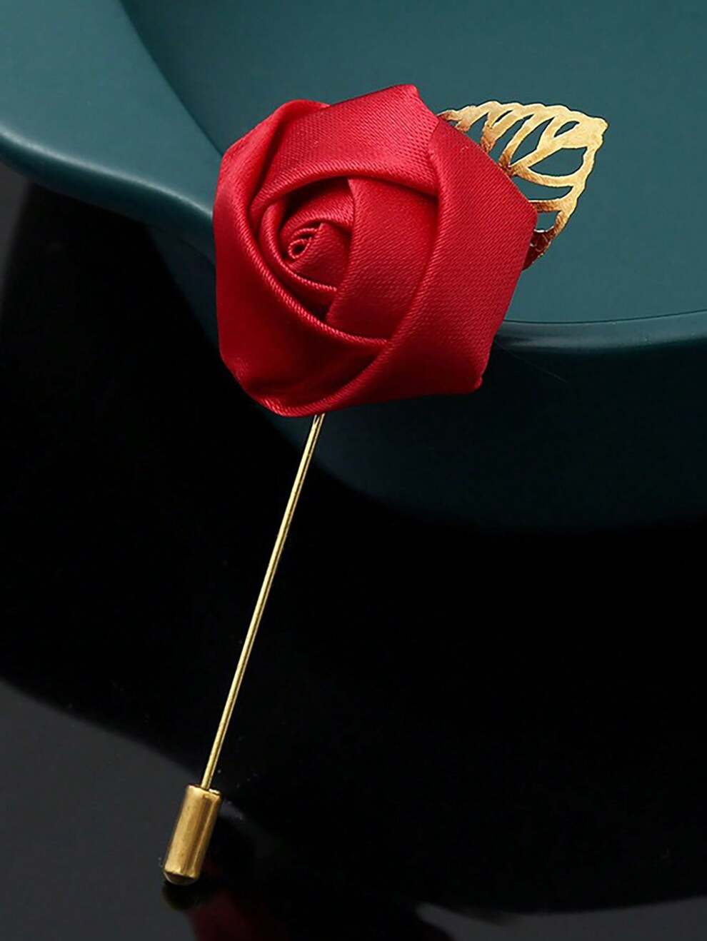 1pc Fashionable Men's Brooch - Simulation Flower Lapel Pin For Wedding Suit, Host Decoration