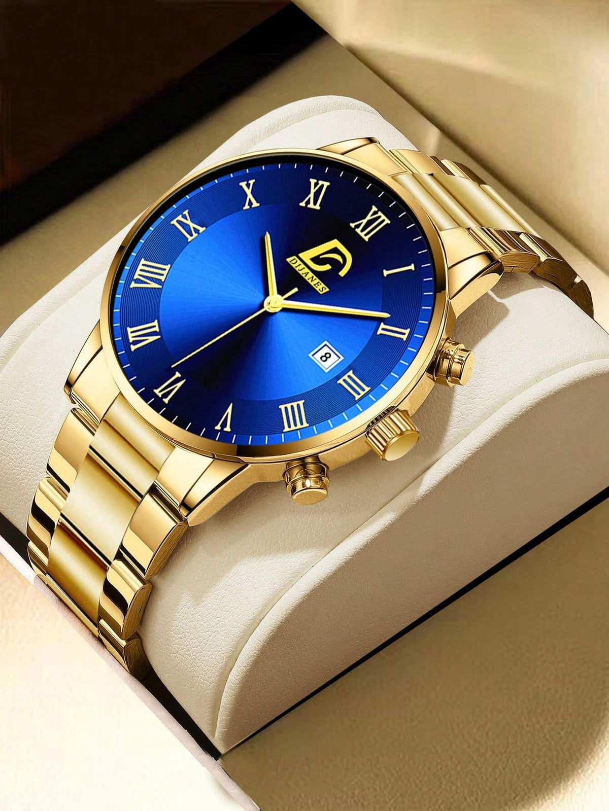 Men's Watches Gold Stainless Steel Date Quartz Wrist Watch Men Casual Business Watch