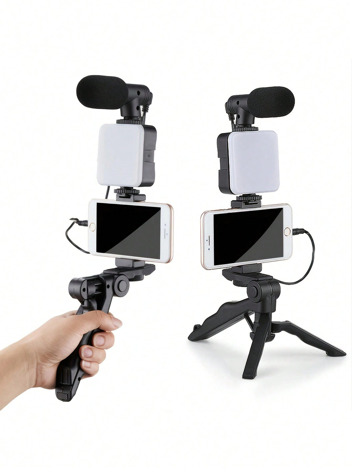 Handheld Phone Bracket With Mic and Soft Light Also Tripod Mode,Suitable For Living Streaming,Selfie,Record videos And Make up