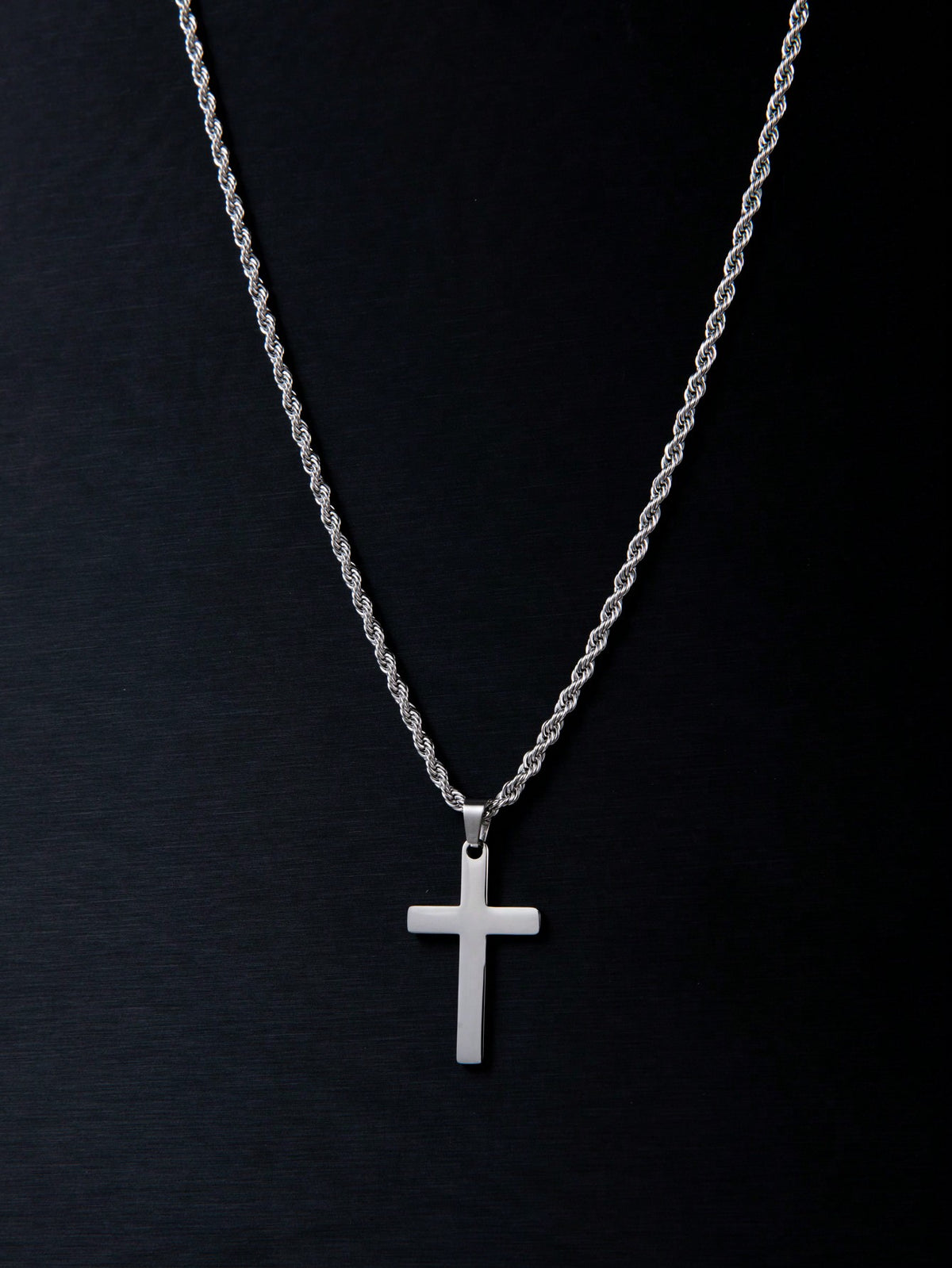 1pc New Fashion Black Stainless Steel Titanium Steel Men's Cross Pendant, Twisted Chain Necklace, Suitable For Men's Daily Wear Jewelry Gift