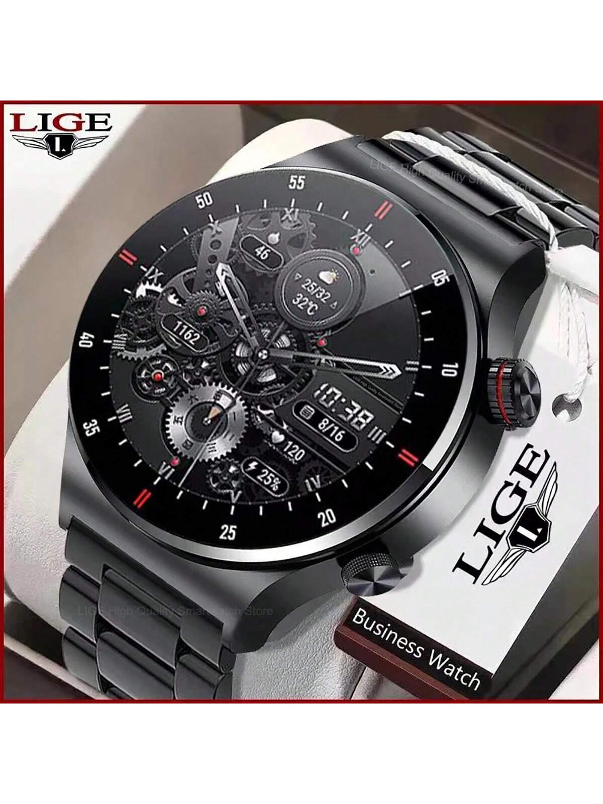 LIGE Smart Watch NFC Access Control Sports Fitness Tracker Watch Heart Rate Sleep Health Monitoring Men's Smart Watch