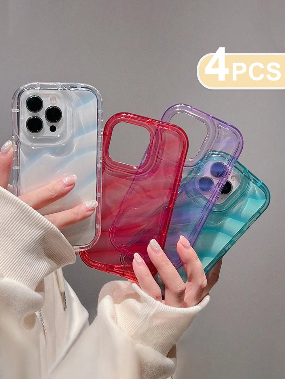 Neon 4pcs/Set Wave Laser Phone Case Compatible With Iphone