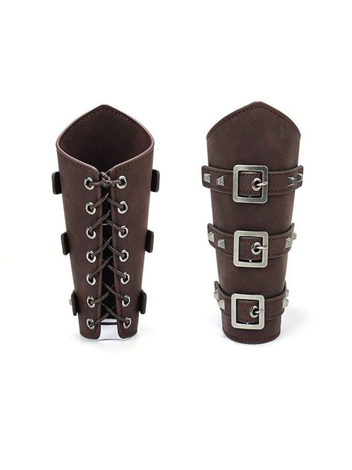 1pc Medieval Knight Prop PU Leather Bracer Punk Gothic Cosplay Costume Accessory (not A Pair)