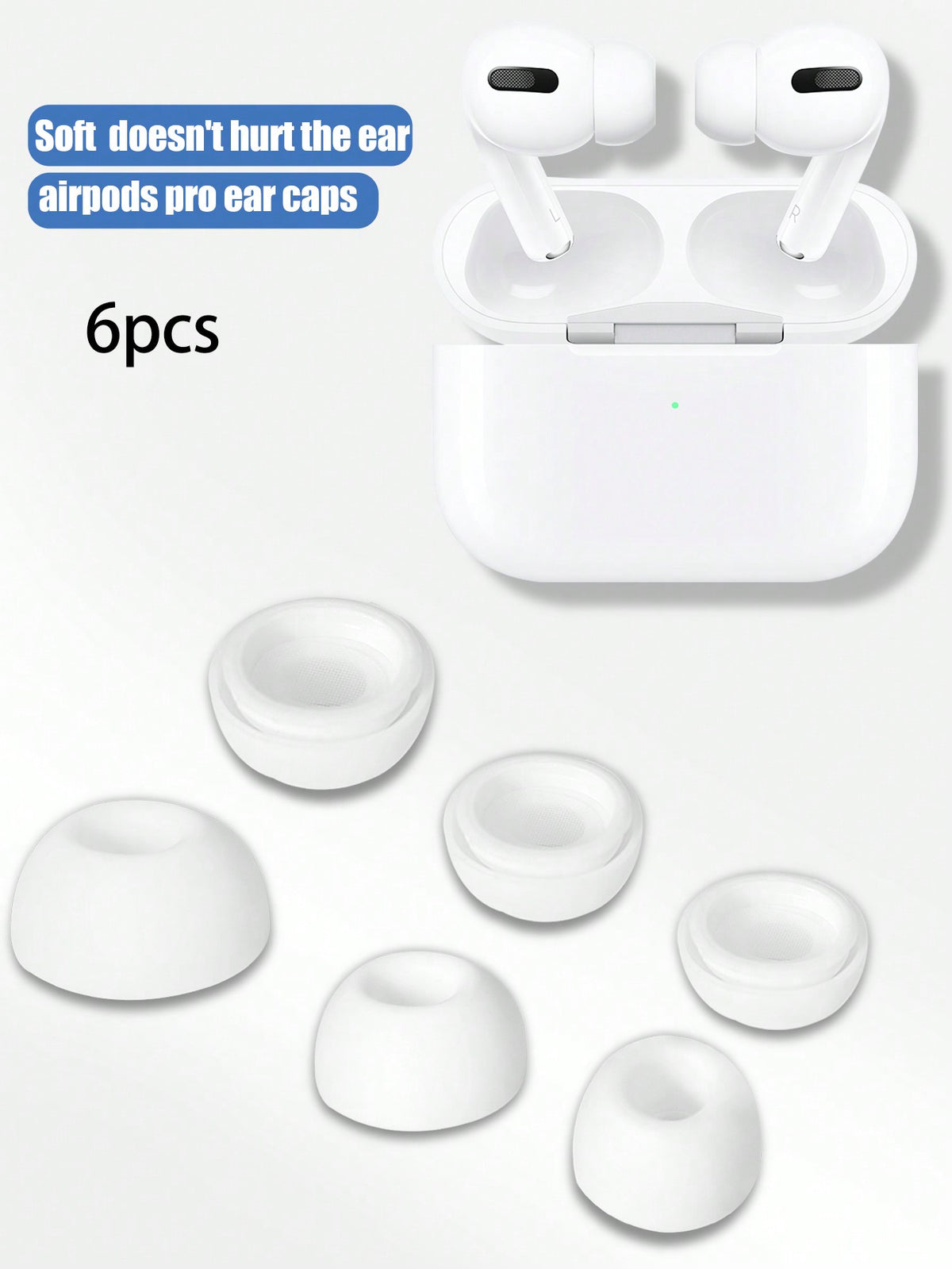 6pcs Pink Silicone Ear Tips Replacement Compatible With Airpods Pro, 3 Sizes (Large/Medium/Small) With 2 Pcs Per Size