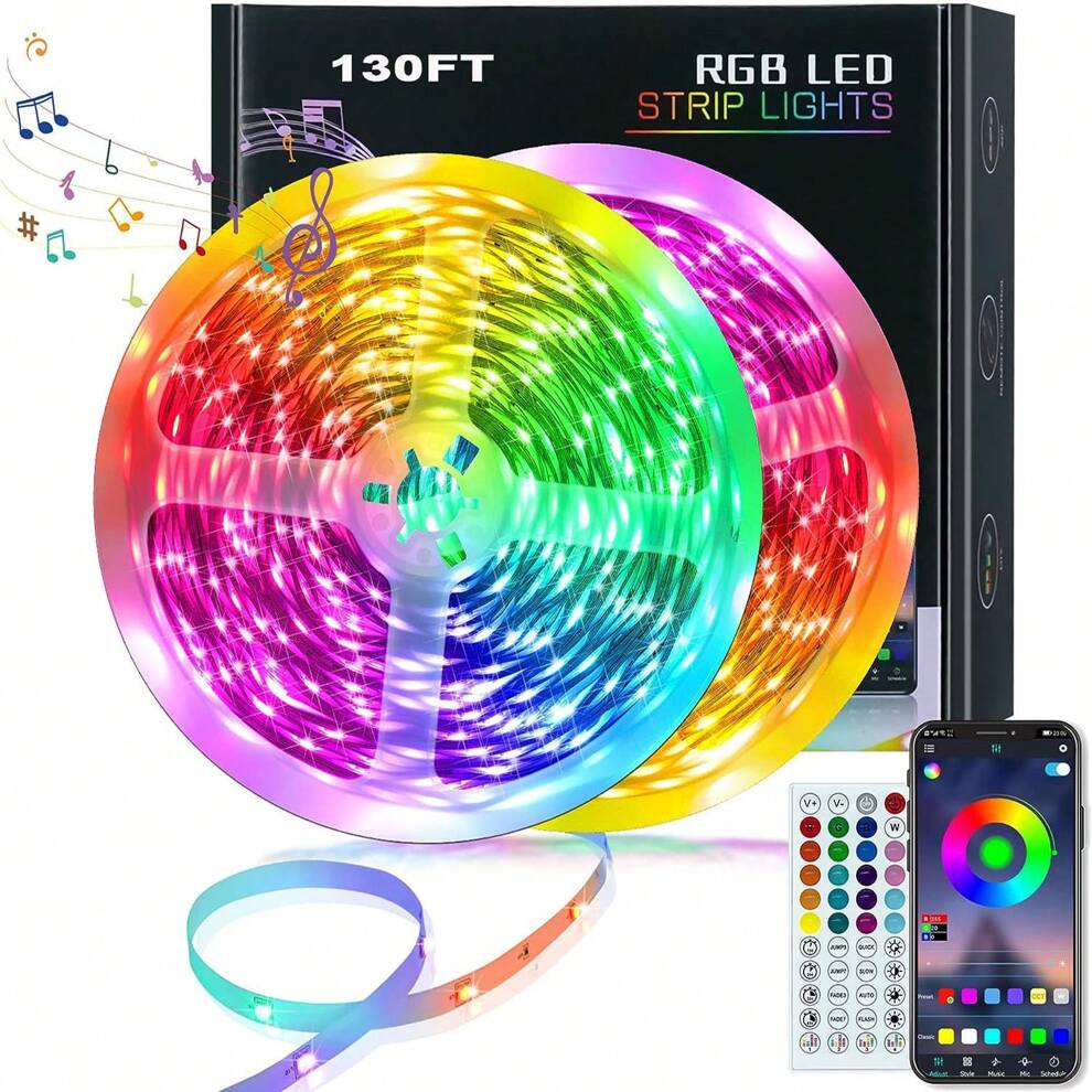 100ft/130ft Led Lights,Long Led Lights for Bedroom, RGB LED Strip Lights with Remote App Control Sync with Music,Luces Led para Cuarto,LED Light Strip for Room