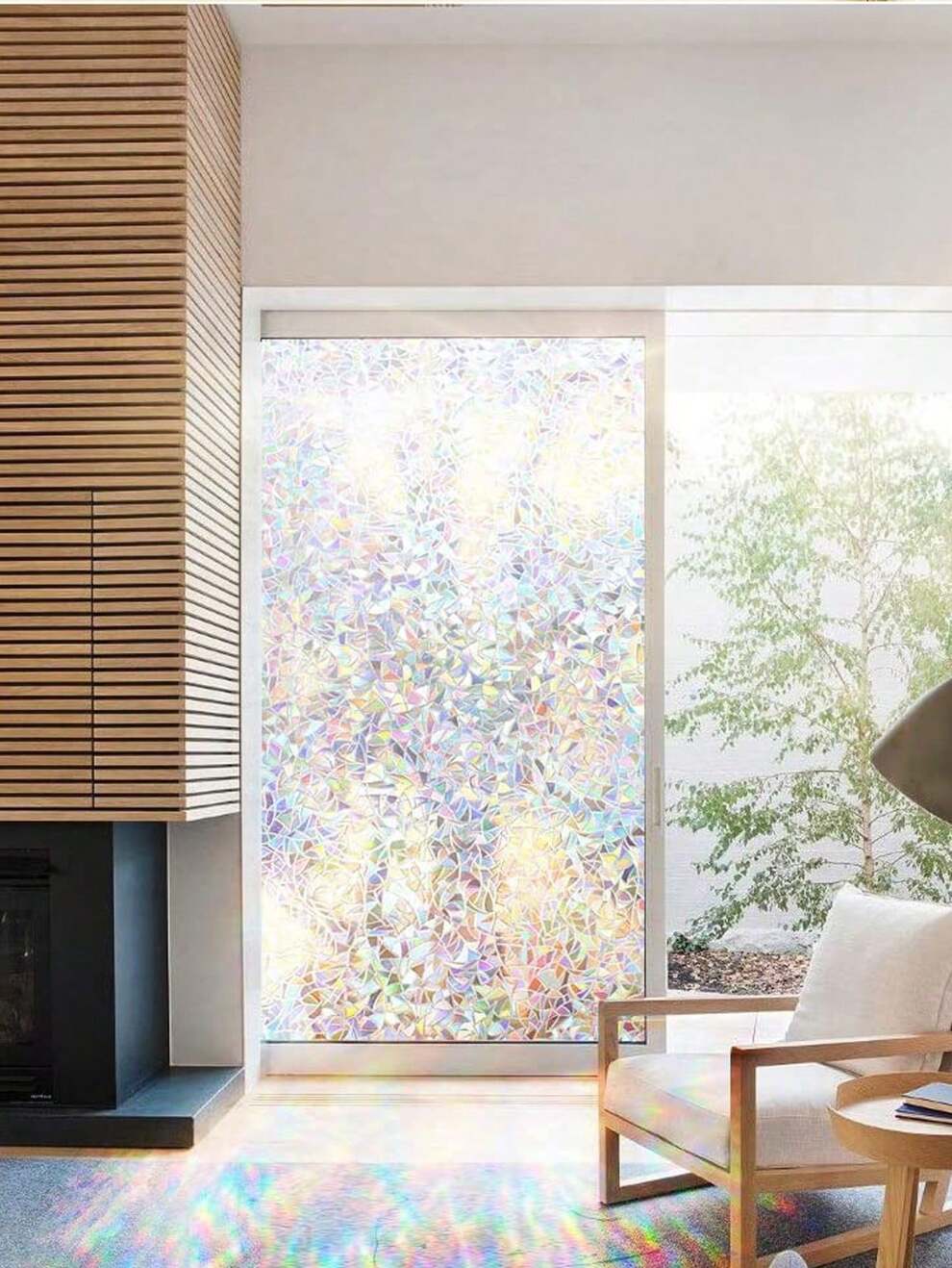 1pc Window Anti-spy Film, Rainbow Electrostatic Adhesion Film, Colorful Glass Film, Curtain Sticker, Removable Non-adhesive Glare Control Vinyl For Household Uv Protection And Heat Insulation