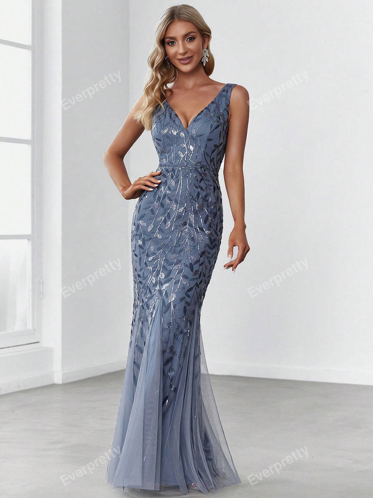 EVER-PRETTY Mermaid Hem Sequin Mesh Bridesmaid Dress