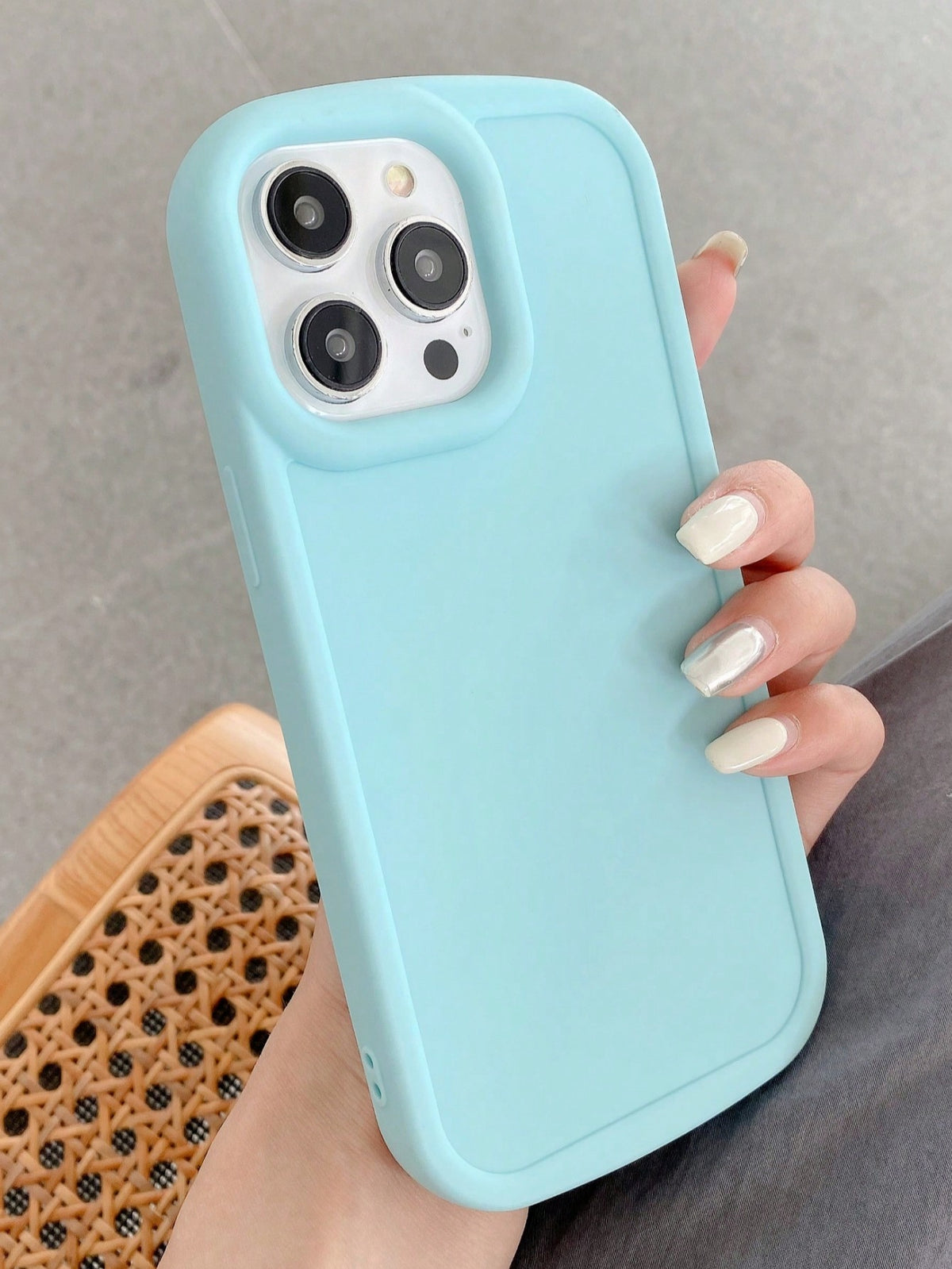 Light Blue Cute Macaron Color Mobile Phone Case Anti-Fall New Soft Protective Cover Compatible With Apple