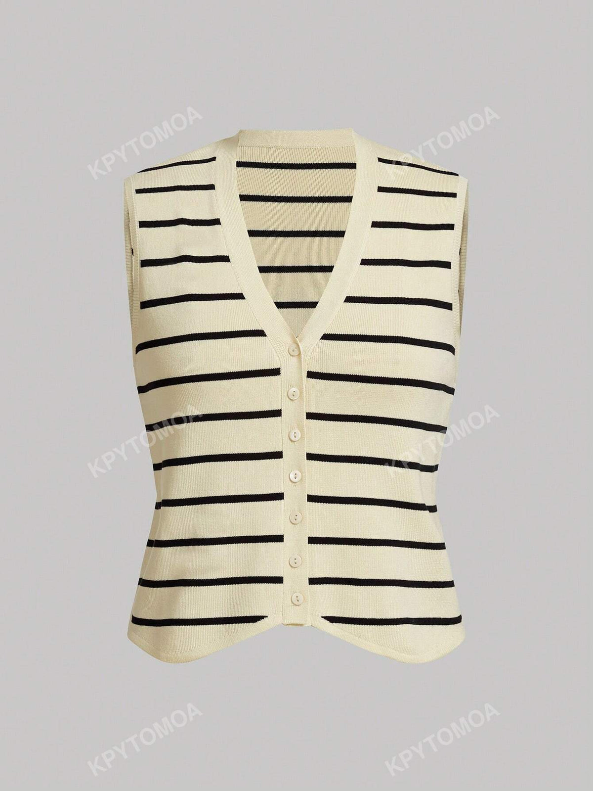 Front Button Solid Color V-Neck Sweater Vest