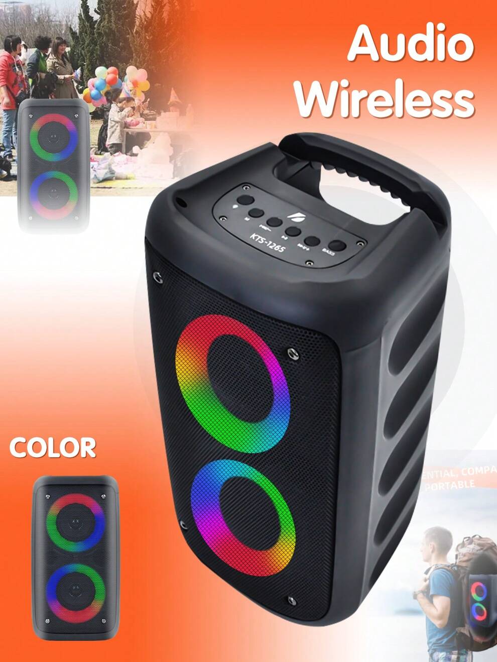 S-1265 Wireless Speaker With Subwoofer, Large Boombox, Stereo Speaker, Subwoofer, Outdoor Wireless Speaker