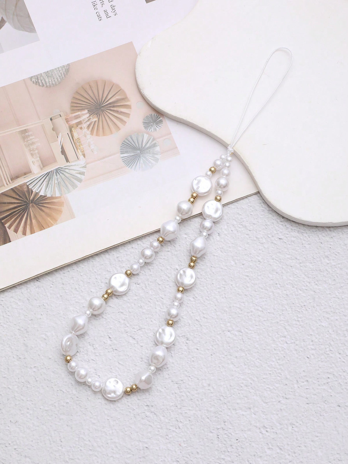 1pc Irregular Shaped White Pearl Phone Charm