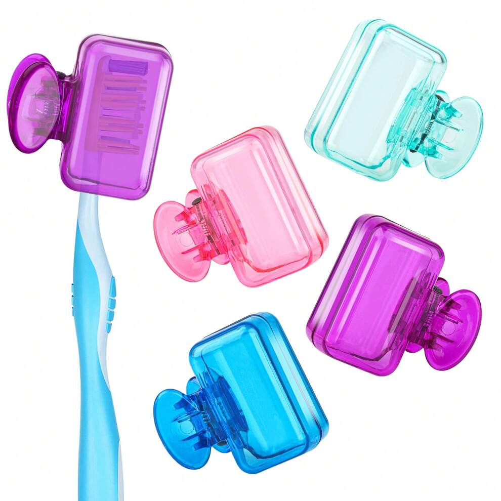 4 Packs Travel Toothbrush Head Covers Cap Toothbrush Protector Brush Pod Case Protective Plastic Clip for Household Travel, Fits Most Manual and Electric Toothbrushes