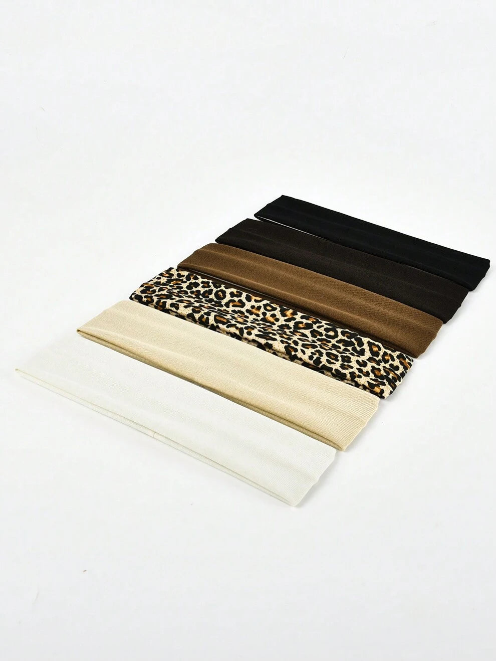 6pcs Women's Elastic Leopard Print & Solid Color Flat Headband For Washing Face, Sports Casual