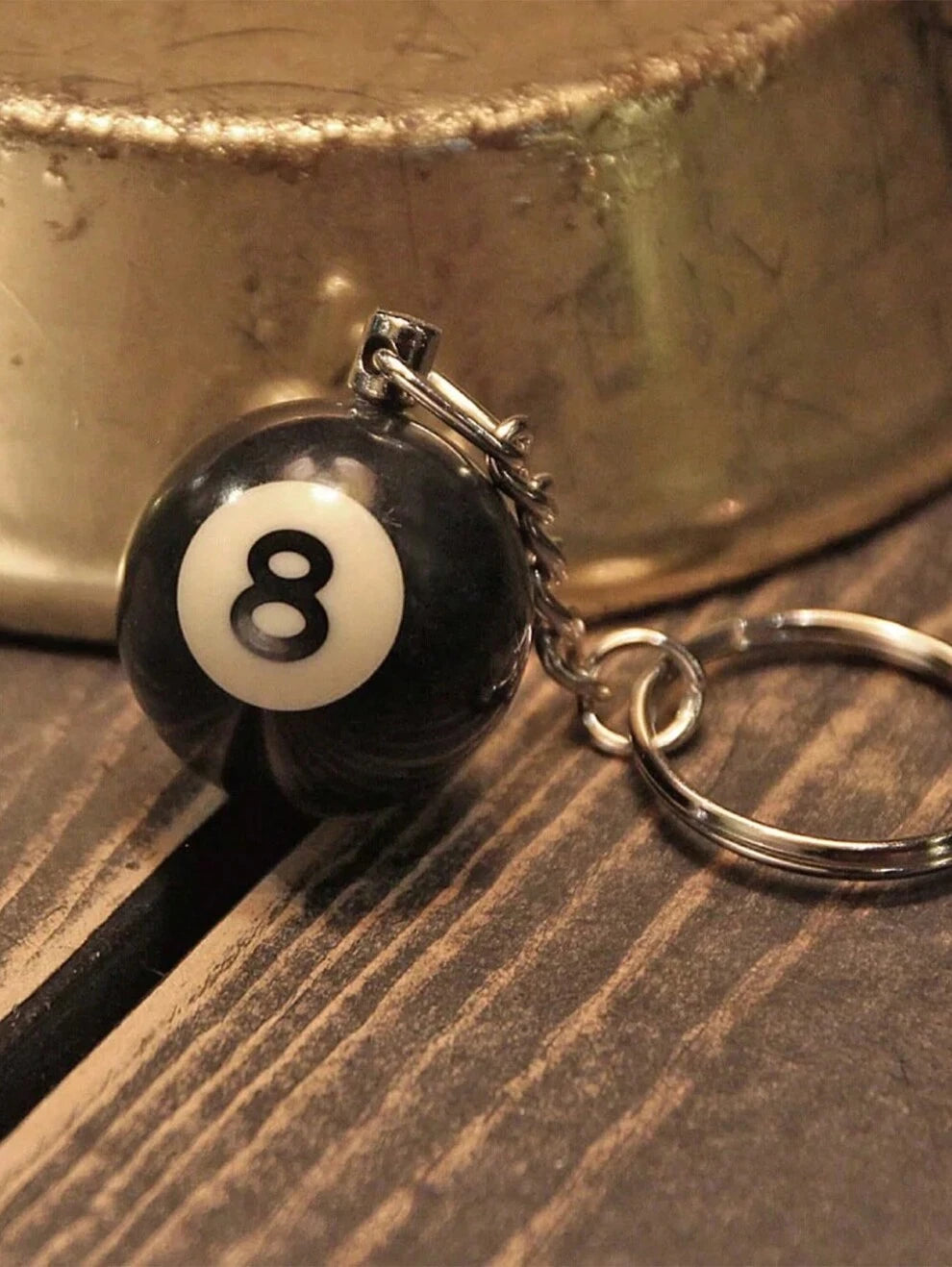 1pc Vintage Billiards Keychain Black 8 Ball Pool Creative Pendant Decoration Casual