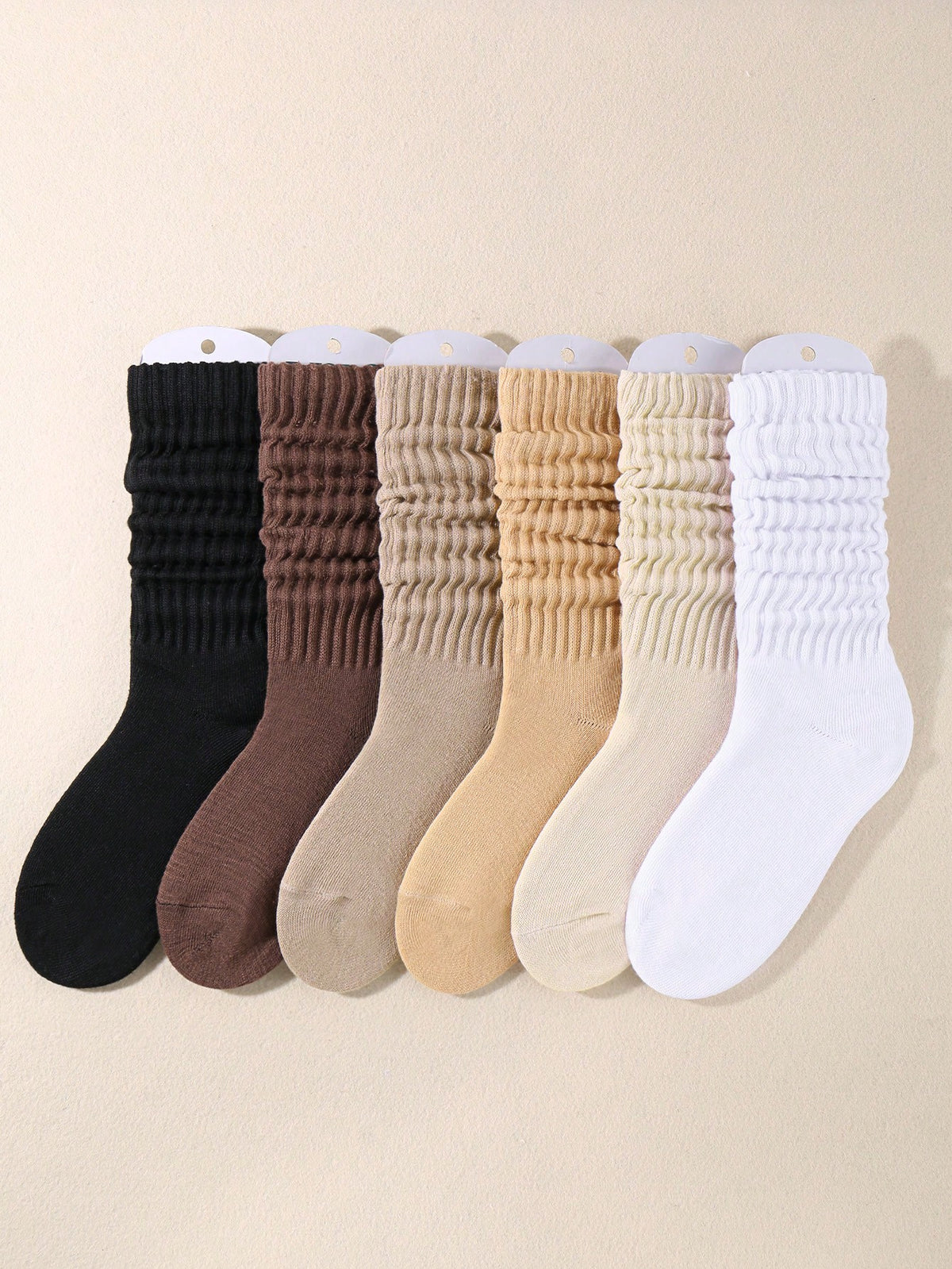 6pairs Women's Fall Winter Slouch Knit Socks Women Scrunch Socks Women Scrunchie Socks Women Crew Socks Pink Color