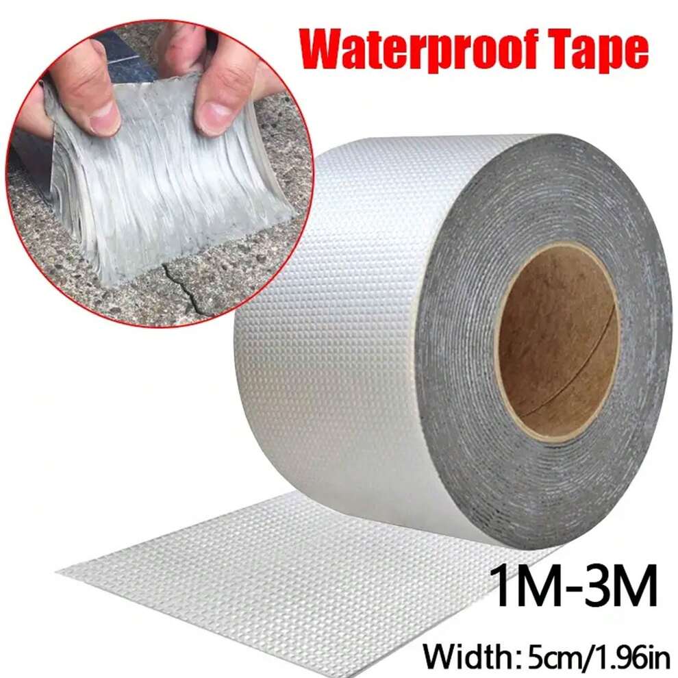 1/2/3/5 Rolls Waterproof Tape, High Temperature Resistant Aluminum Foil Thick Butyl Rubber Tape, Ideal For Repairing Cracks And Leaks On Walls, Swimming Pools, Roofs, Pipes