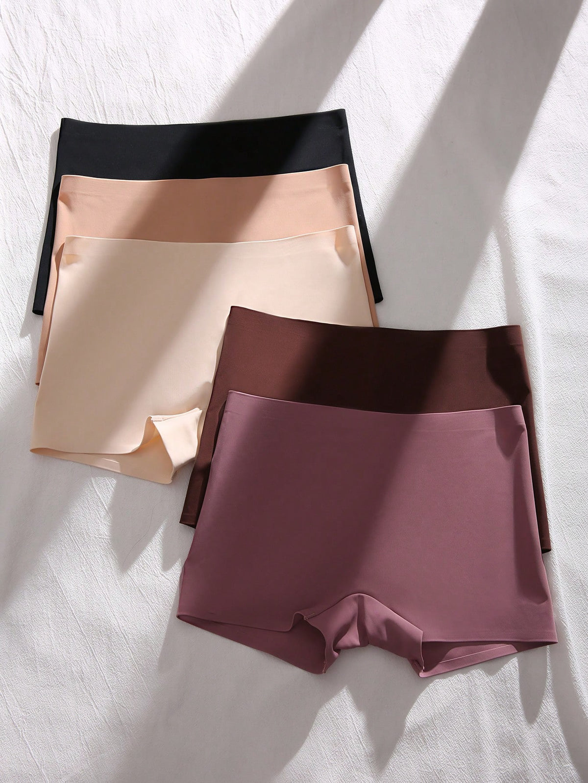 5pcs Women's Seamless Boyshorts Plain Panties Set