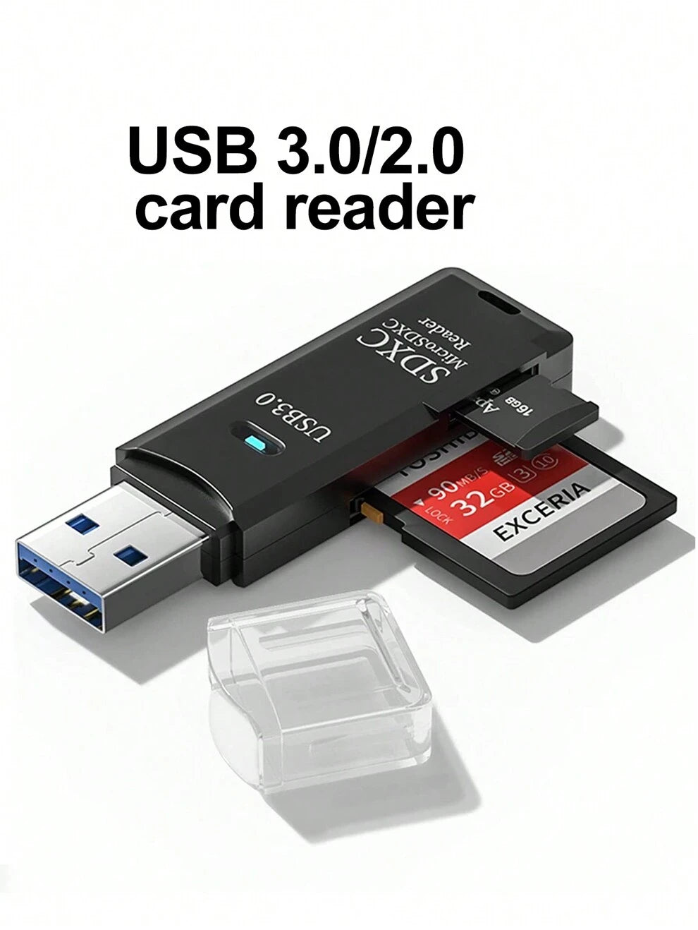 2in1 USB3.0 2.0 card reader.USB A to SD , Micro SD Memory Card Reader, USBA to SD Card Reader Adapter for USB A SD Card Adapter Supports Compact Flash/CF/SD/MicroSD Laptop, Plug & Play SD/TF(Micro SD