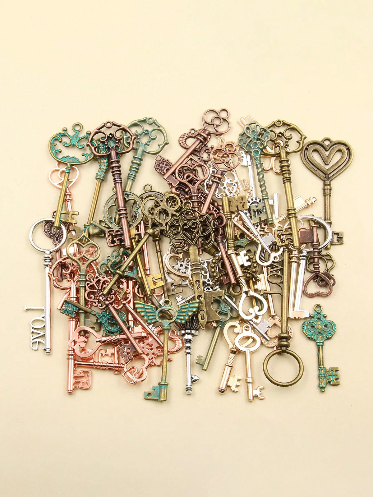 30g Mixed-color Vintage Alloy Key Shaped Decor Diy Jewelry Accessories For Clothing