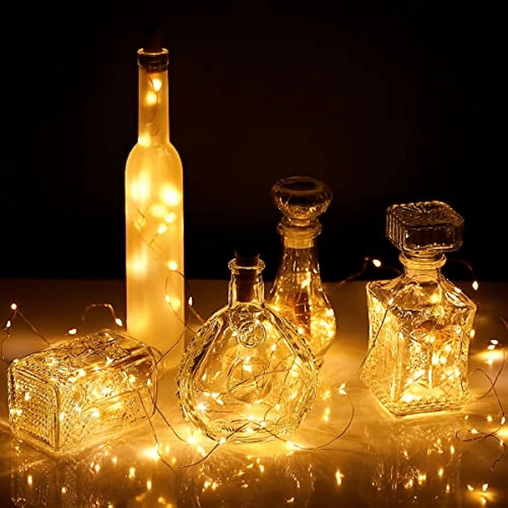 3/5/10 Packs Wine Bottle Lights Copper Wire Fairy String Light Warm White Bottle Stopper Atmosphere Lamp For Christmas Xmas Holiday Festival DIY Home Party Decoration Present Gift