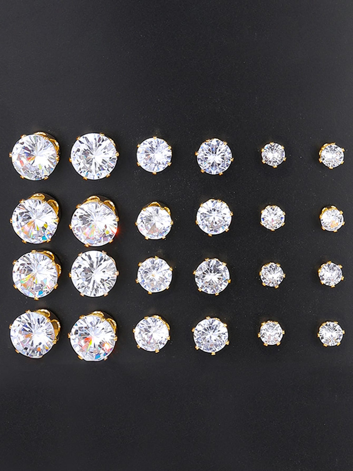 24pcs/set Fashion Simple Cubic Zirconia Shiny Earrings For Party, Dating, Gift, Everyday Outfit Matching