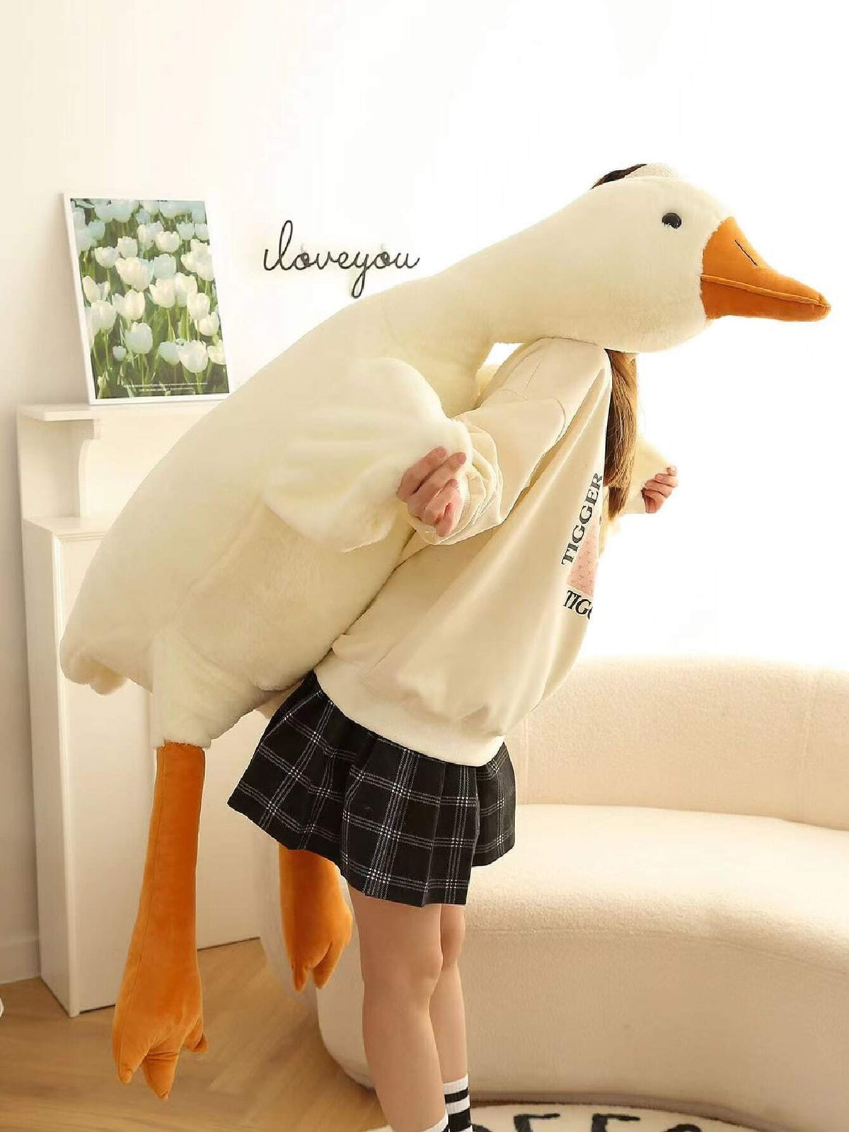 Goose Plush Stuffed Animal Cute Duck Plush Toy, Goose Plush Soft Swan Hugging Pillow Halloween Party Decorations/Thanksgiving Day/Christmas Gift Room Decor