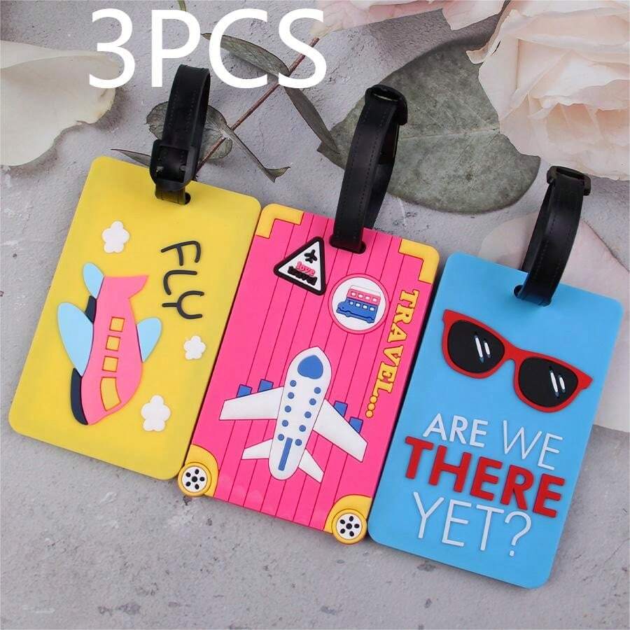 3pcs Personalized PVC Luggage Tags, Suitcase Labels, Travel Accessories, Ideal Gift For Her Travel Essentials For Travel Backpack Travel Bag Luggage Suitcase Travel Gear Back To School