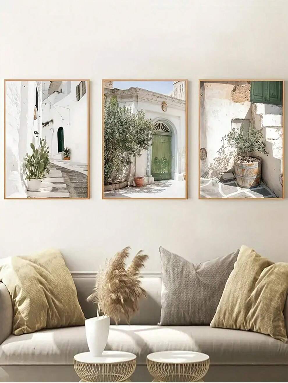 3pcs/Set Scandinavian Morandi Color Landscape Canvas Prints For Living Room And Dining Room Decoration,No Frame