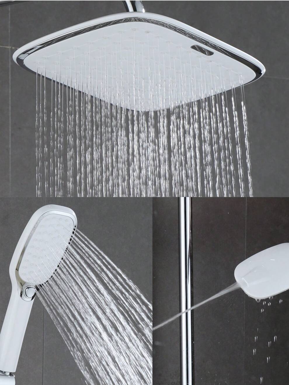 2pcs Shower Heads Without Bracket, 10in Diameter, Pressure Boosting, Single Head/Top Spray Bath Kit For Home Bathroom