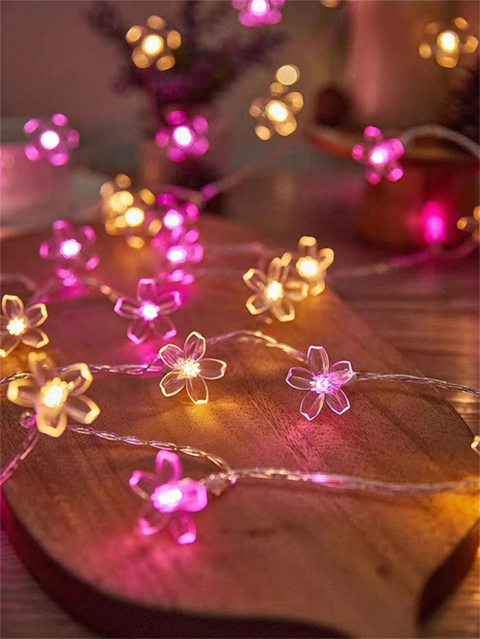 1pc Cherry Blossom Led String Light With 10/20/30 Leds, Available In 2/3/4.5m Length, Ideal For Room Decoration, Spring Atmosphere, Festival Decoration, Wedding Proposal, Party Decorations And Other O