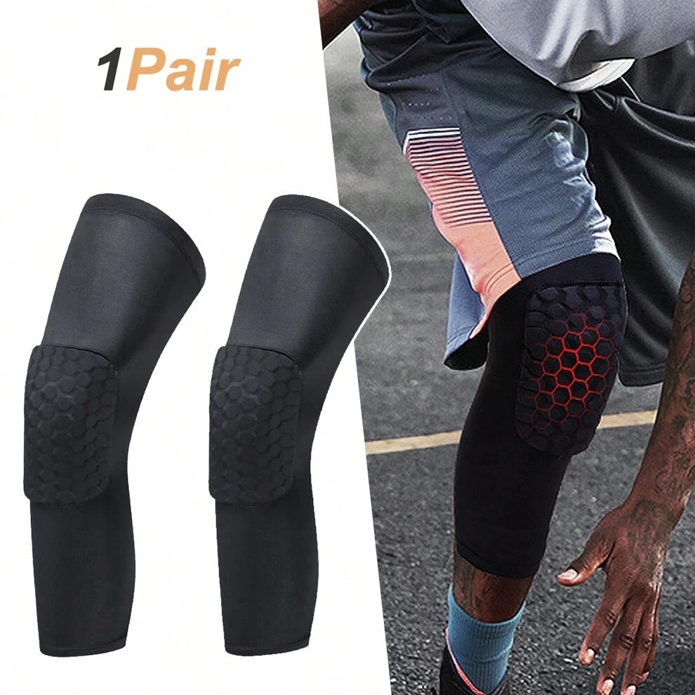 1Pair Basketball Knee Pads, Compression Long Leg Sleeves Sports Gear for Volleyball Baseball Football Weightlifting Running and More