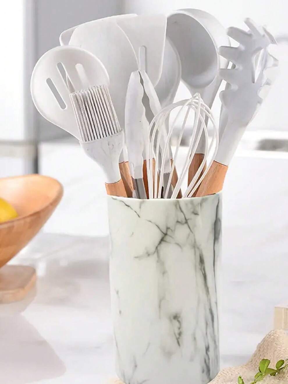 1pc plastic marble kitchen utensil holder