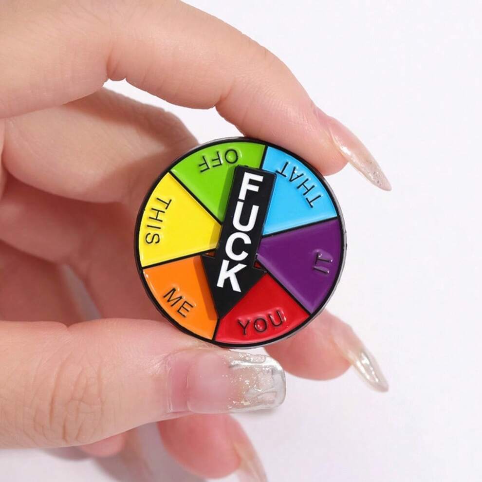 1pc Women's Cartoon Creative Colorful Round Arrow And Letter Pattern Rotating Social Interaction Brooch Cute