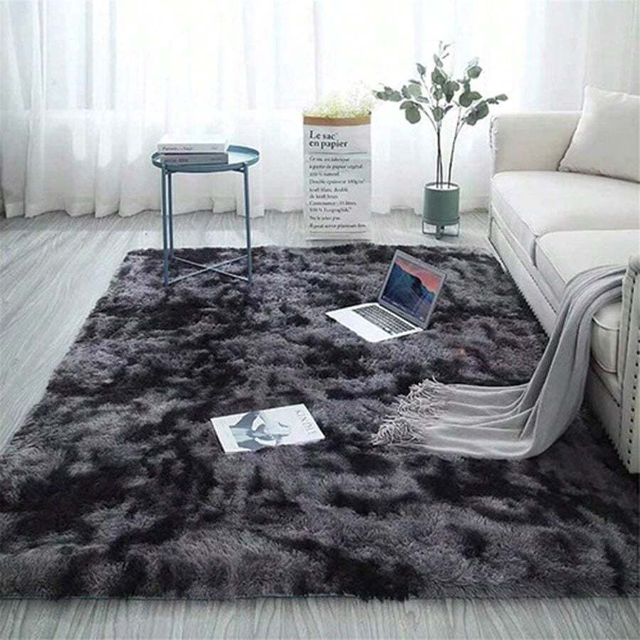 Dark Grey Carpet Long Hair Soft Skin Washable Carpet Easy to Clean Non-slip Carpet Modern Simple Wind Living Room Bedroom Sofa