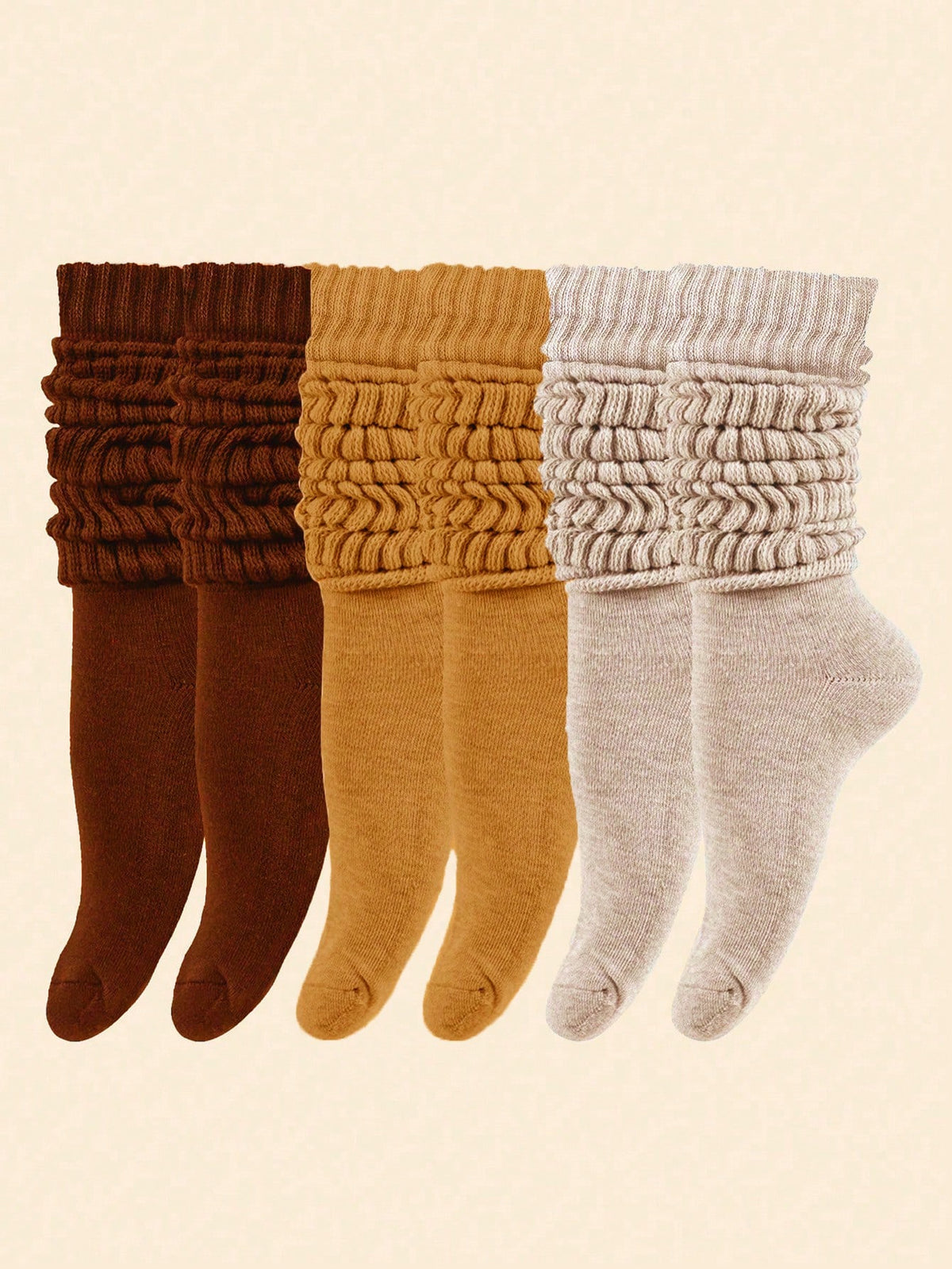 3pairs Women's Fall Winter Slouch Knit Socks Slouchy Socks Women Scrunch Socks Women Scrunchie Socks Women Crew Socks