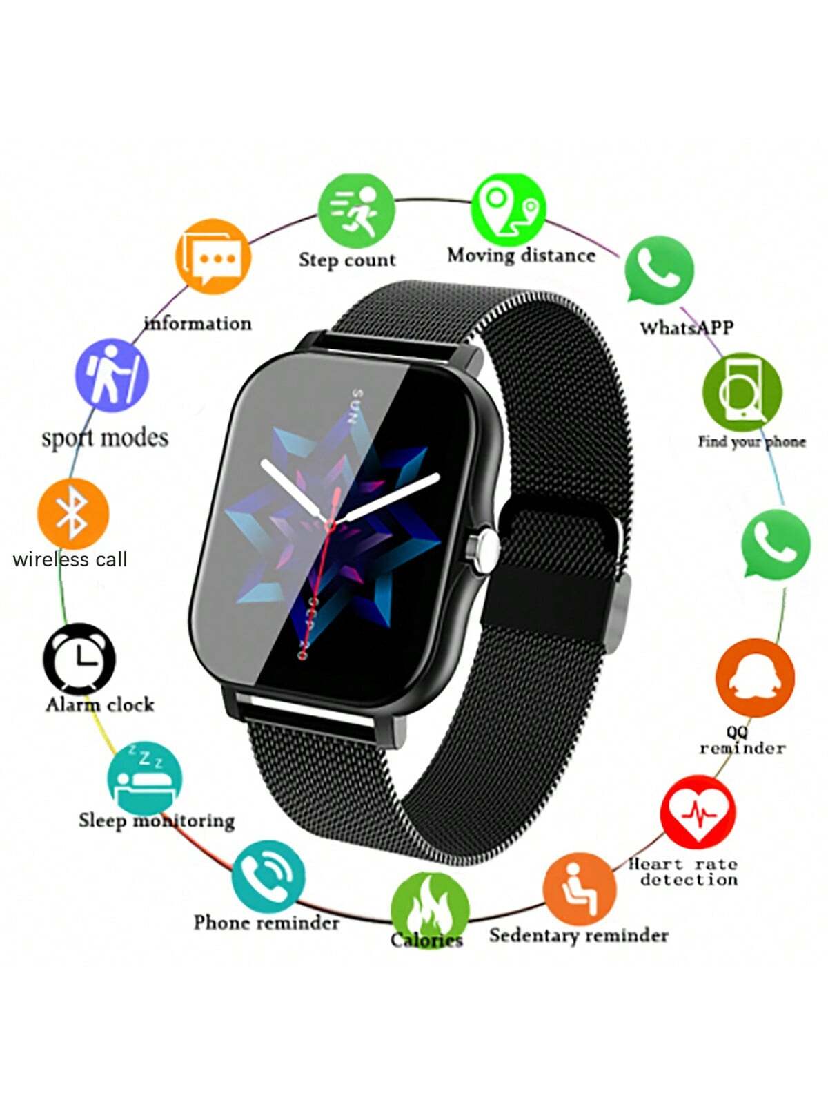 LIGE LIGE smart watch, fashionable smart watch for men and women, waterproof multi-sport mode, heart rate monitoring, blood pressure monitoring, blood oxygen monitoring, sleep monitoring, health monit