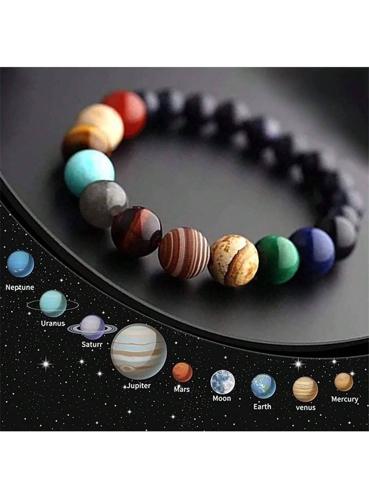 An Eight Planet Stone Bracelet, Universe, Galaxy, Starry Sky Couple Bracelet