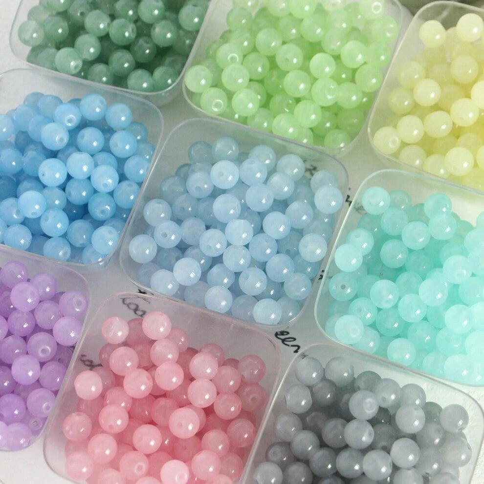 100pcs Colorful Imitation Jade Glass Beads 8mm Round Loose Spacer Beads For DIY Jewelry Making