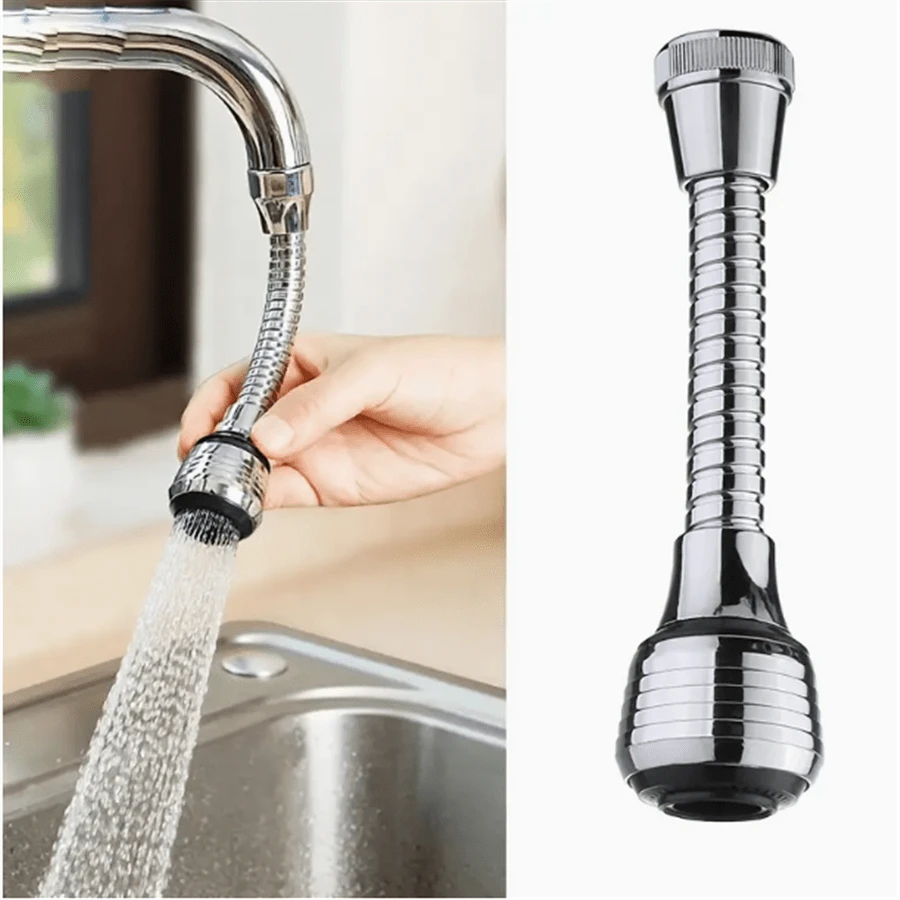 1set Rotatable Faucet Extension With Splash Protection Nozzle, Long Flexible Sink Hose, Shower Head With Bubble Device, Universal Kitchen Upgraded Tap Connector