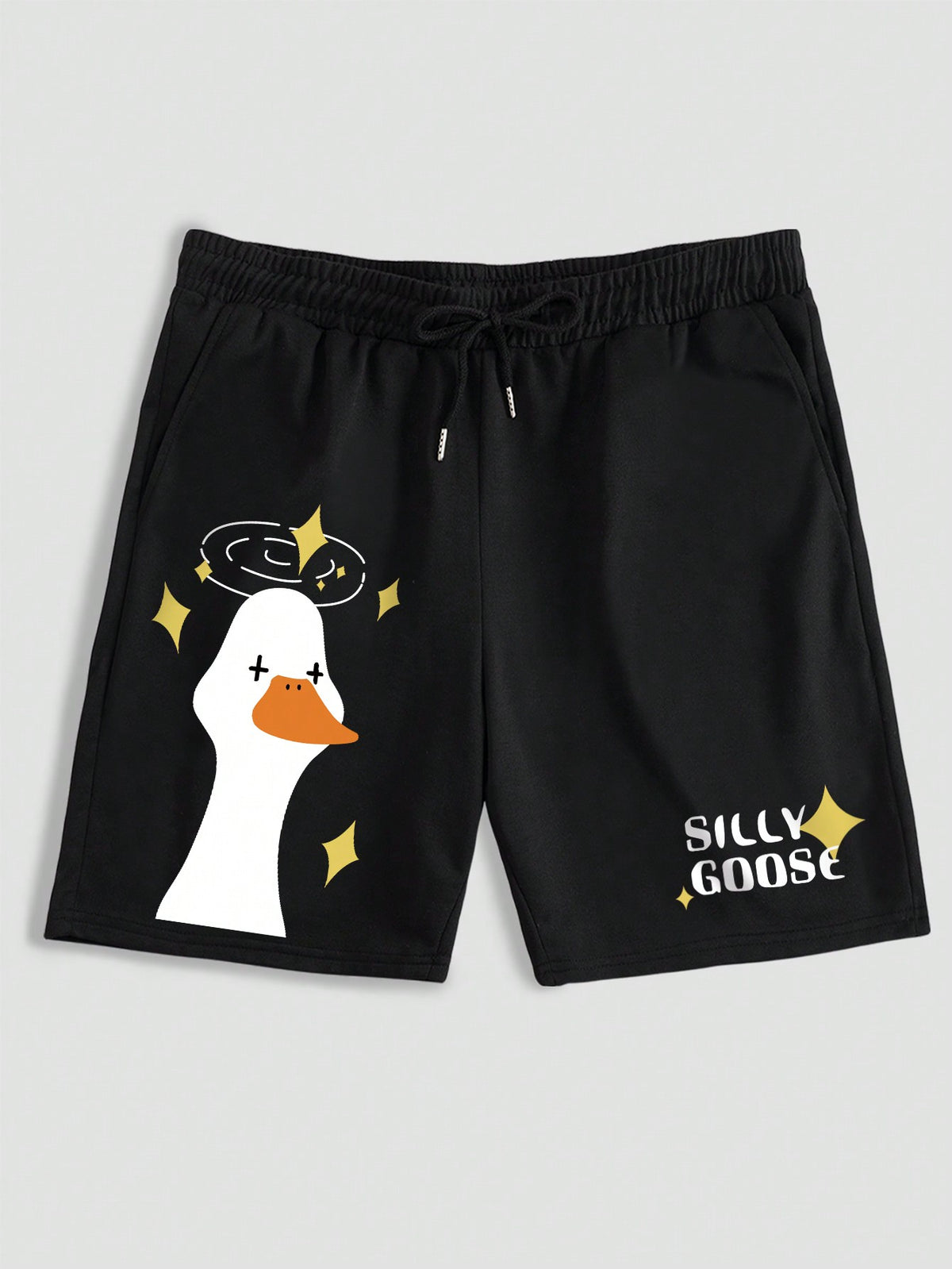 Men Cartoon & Letter Graphic Drawstring Waist Shorts