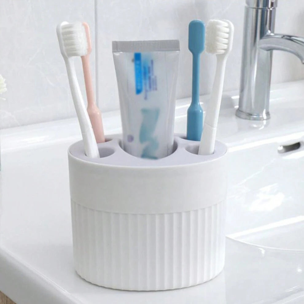 1pc Toothbrush Holder With Toothbrush, Toothpaste Toothbrush Holder For Bathroom, Freestanding Countertop Bathroom Organizer, Multifunctional Toothbrush Toothpaste Storage Rack, Bathroom Accessories,