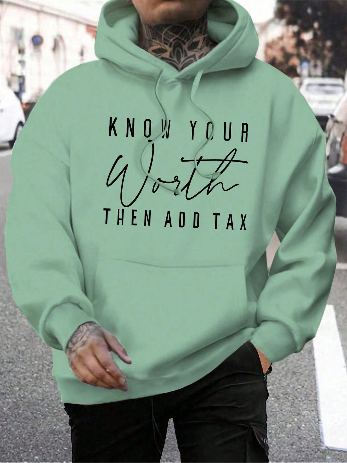 Men's Hooded Fleece Sweatshirt With Letter Print