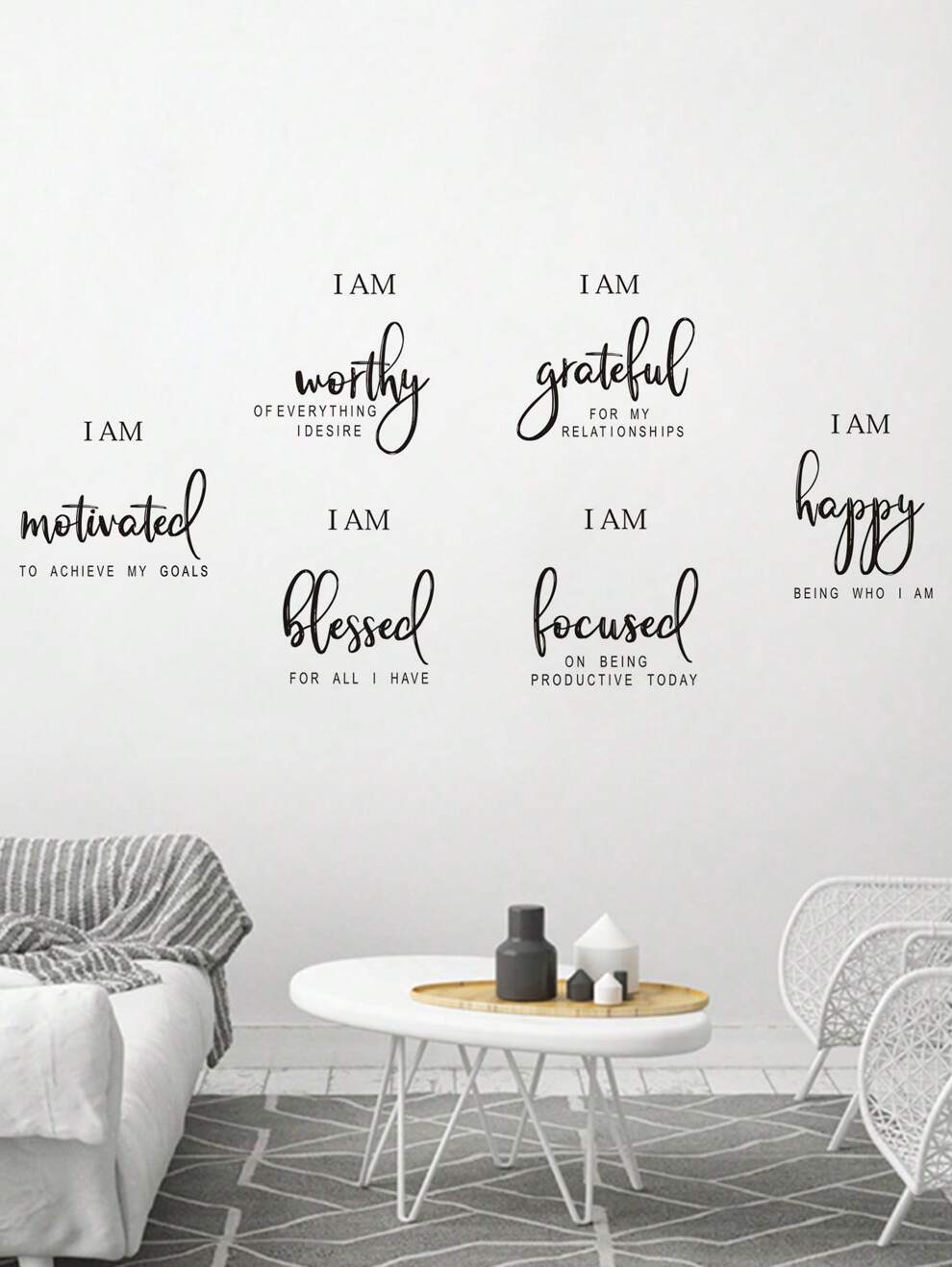 6Pcs Inspirational Wall Decals- Motivational Wall Stickers - Office & Bedroom Wall Art Decor - Positive Quotes & Sayings - Daily Affirmations for Men, Women & Kids