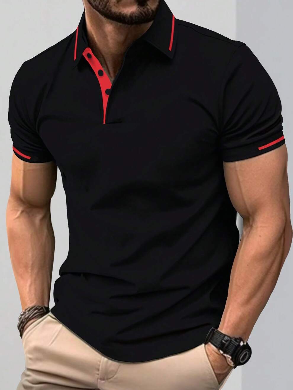 Men Contrast Trim Polo Shirt