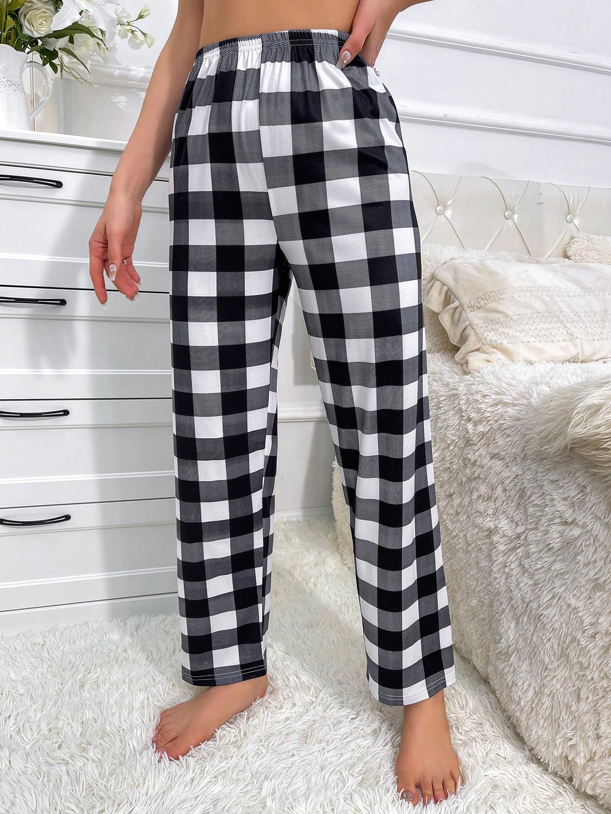 Buffalo Plaid Print Pajama Sleep Pants