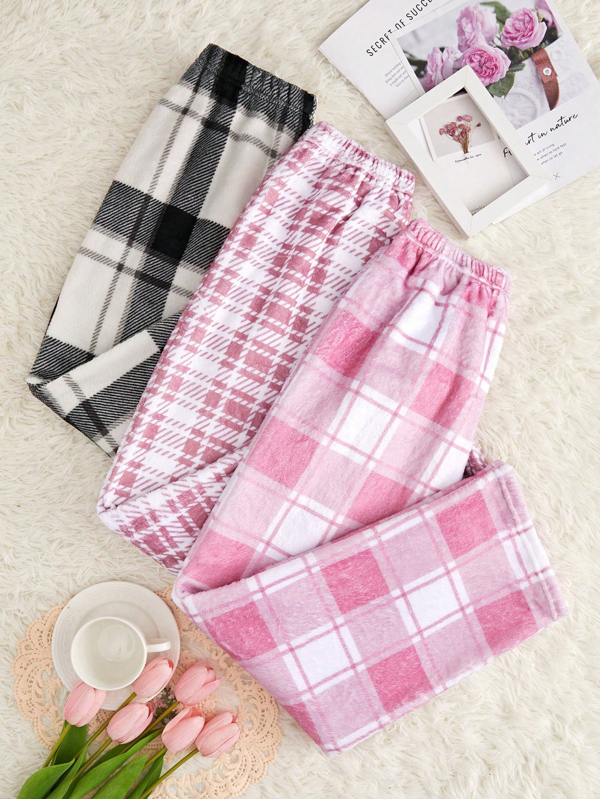 Plaid Multicolor Pajama Bottoms Set Of Three