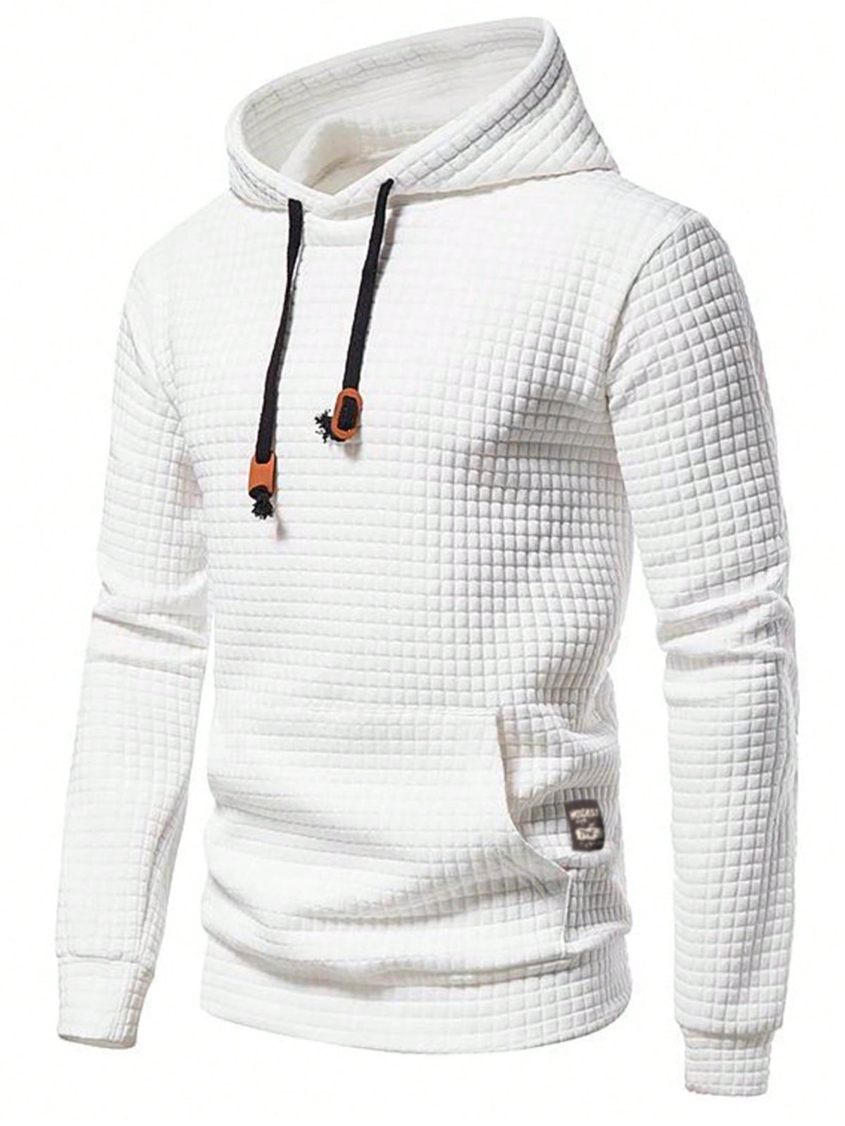 Men's Solid Texture Hooded Sweatshirt With Drawstring