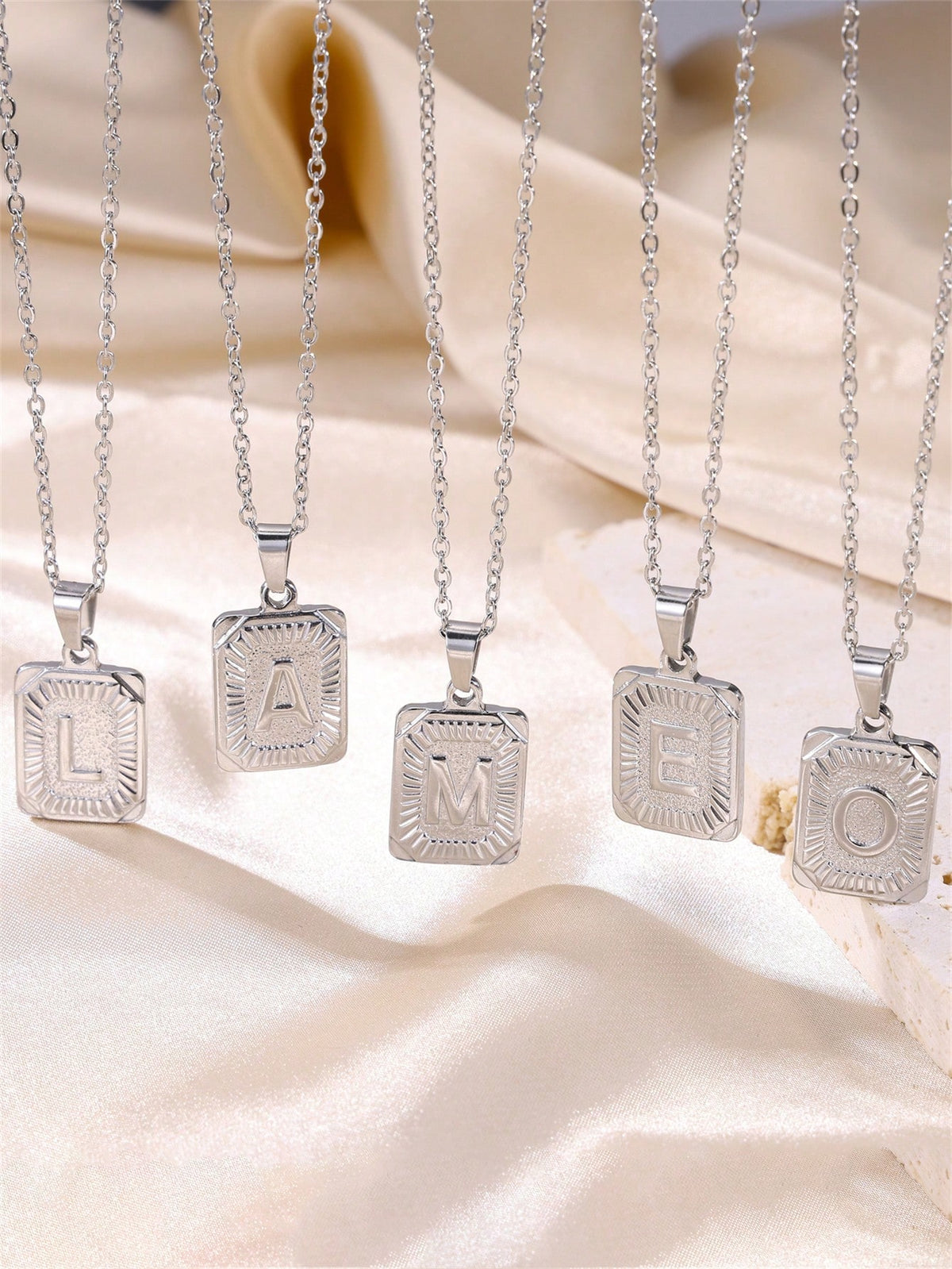 1PC Fashion Stainless Steel 26 Letters Pendant Necklace Chain For Men Women